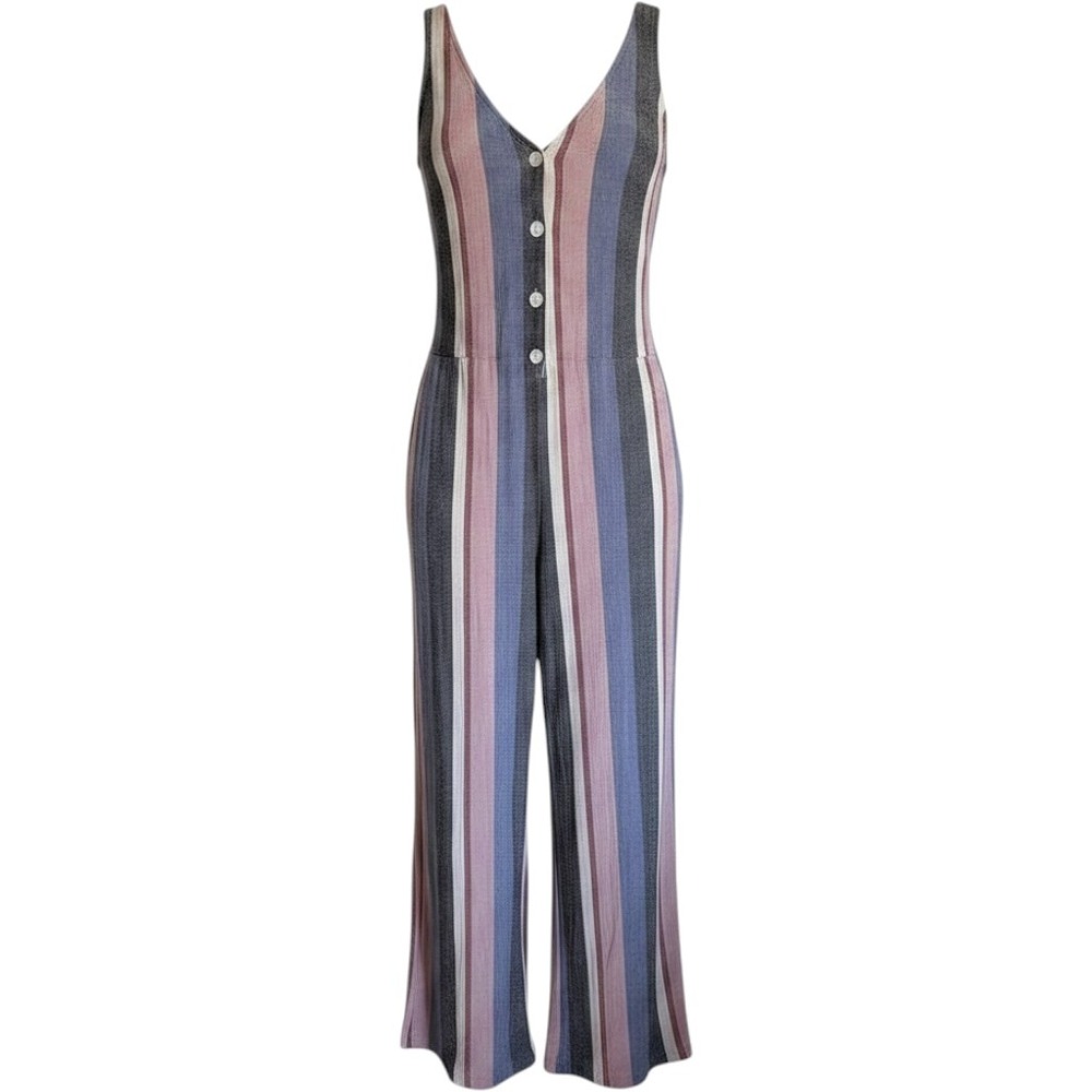 Bella Dahl Striped Tencel Linen Jumpsuit XS Pink Blue White B6367-A16